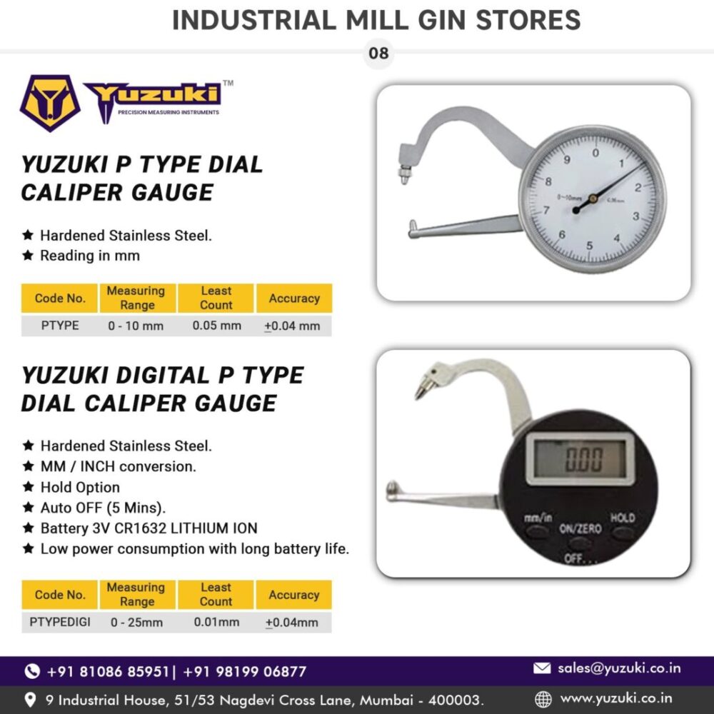 P Type Dial Caliper Gauge Thickness Gauge Yuzuki Measuring Instruments